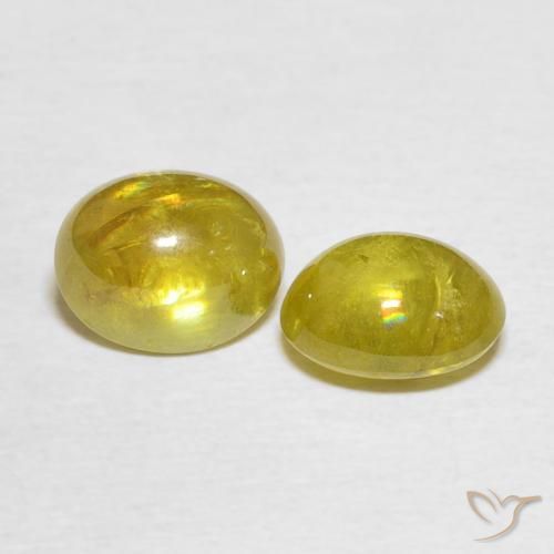 Pedras preciosas de Esfena amarelo médio natural de 3.52 ct, oval, Transparente