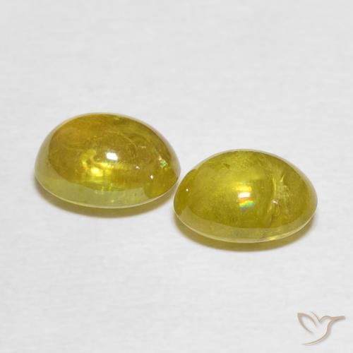 Pedras preciosas de Esfena amarelo médio natural de 3.52 ct, oval, Transparente