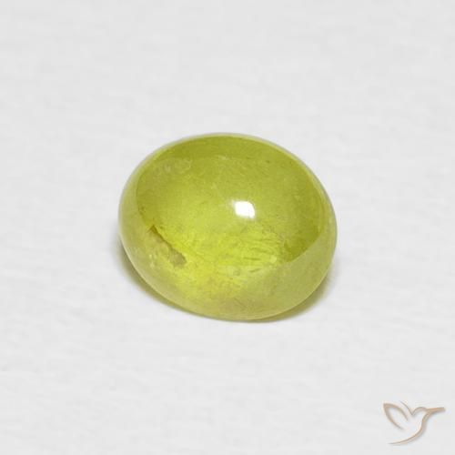 Esfena Verde Terroso Quente Natural 1.01ct, oval, Transparente