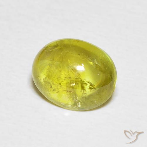 Esfena Verde Terroso Quente Natural 2.20ct, oval, Transparente