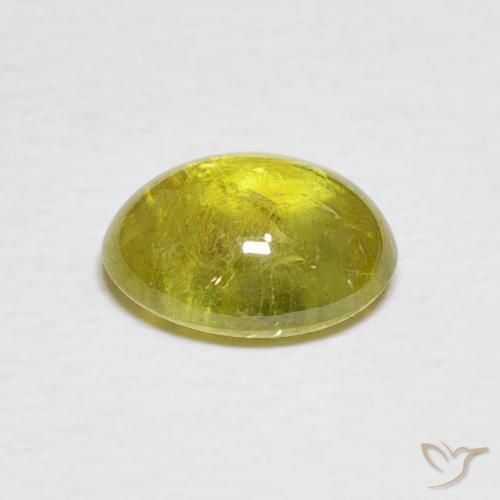 Esfena Verde Terroso Quente Natural 2.20ct, oval, Transparente