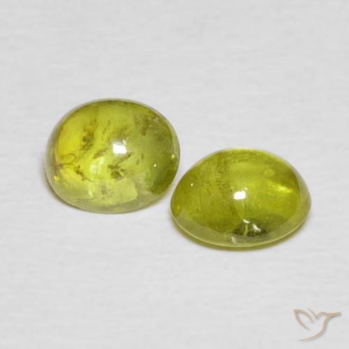 Pedras preciosas de Esfena Verde amarelado natural de 2.10 ct, oval, Transparente