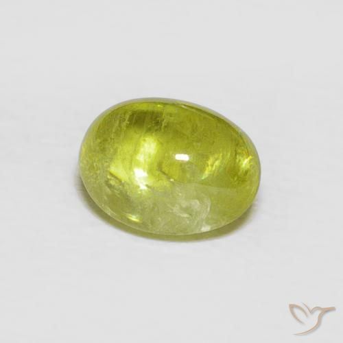 Esfena Verde Terroso Quente Natural 1.59ct, oval, Transparente