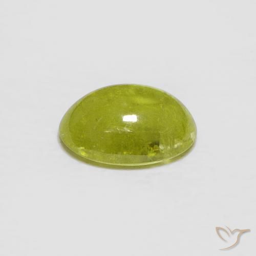 Esfena Verde Terroso Quente Natural 1.59ct, oval, Transparente