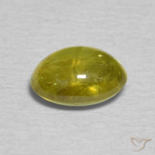 Esfena Verde Terroso Quente Natural 0.87ct, oval, Transparente