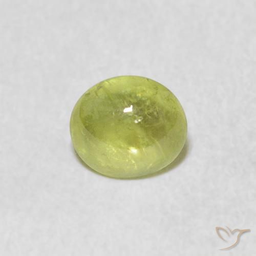 0.91ct Natural Verde limão Esfena, oval, Transparente