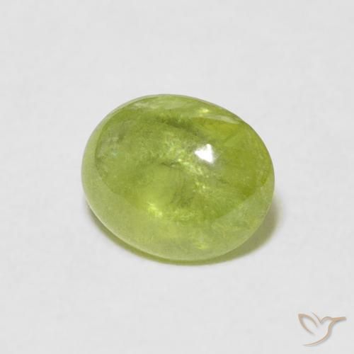 Esfena Verde limão Natural 1.10ct, oval, Transparente