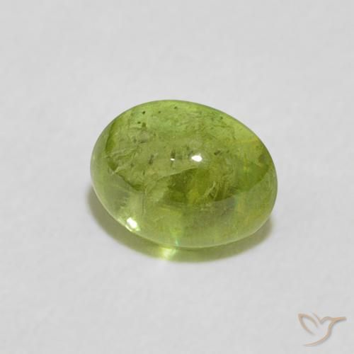 Esfena verde vivo Natural 0.82ct, oval, Transparente