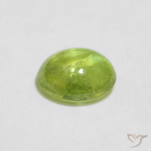 Esfena verde vivo Natural 0.81ct, oval, Transparente