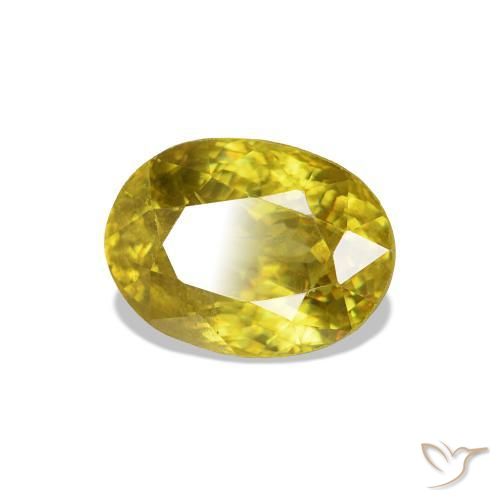 Esfena amarelo médio Natural 1.32ct, oval, VS-SI