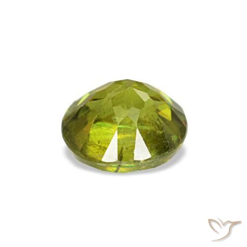Esfena verde terroso quente natural 0,40ct, corte redondo, VS