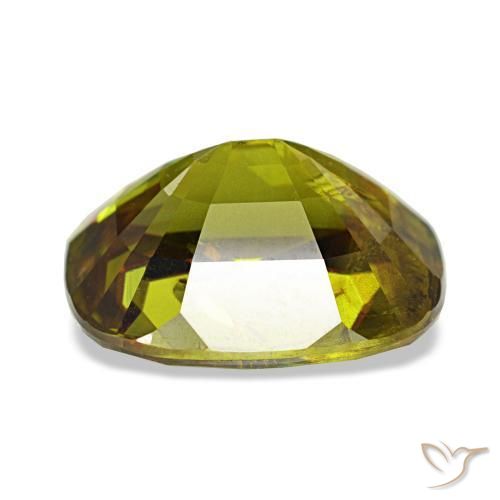 Esfena verde natural 4,31ct, almofada cortada, VS