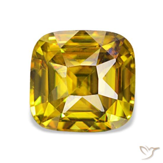 Esfena dourado natural 1,97ct, almofada cortada, VVS-VS