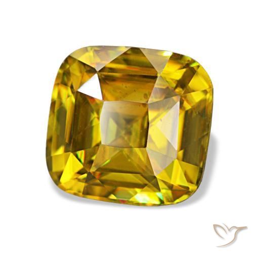 Esfena dourado natural 1,97ct, almofada cortada, VVS-VS