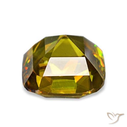 Esfena dourado natural 1,97ct, almofada cortada, VVS-VS
