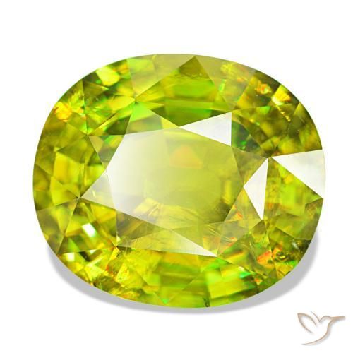 Esfena verde natural 13,27ct, corte oval, VS