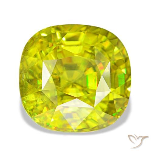 Esfena verde natural 4,65ct, almofada cortada, VS
