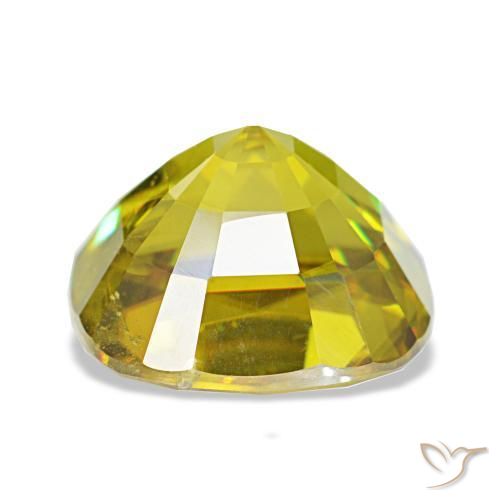 Esfena verde natural 4,65ct, almofada cortada, VS