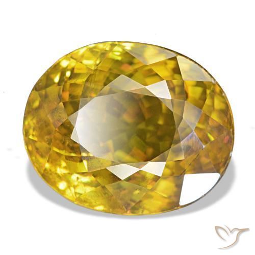 Esfena dourado natural 7,19ct, corte oval, VS