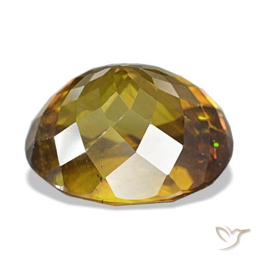 Esfena dourado natural 7,19ct, corte oval, VS