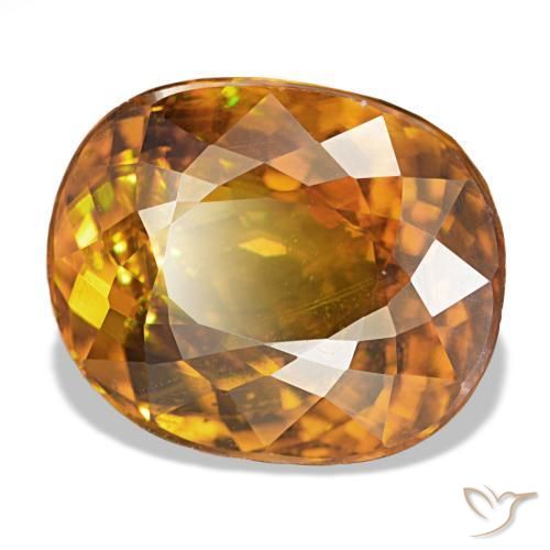 Esfena laranja natural 7,40ct, corte oval, VS