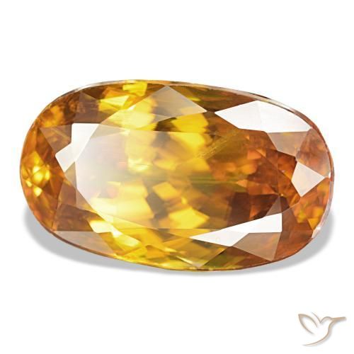 Esfena laranja natural 5,98ct, corte oval, VS
