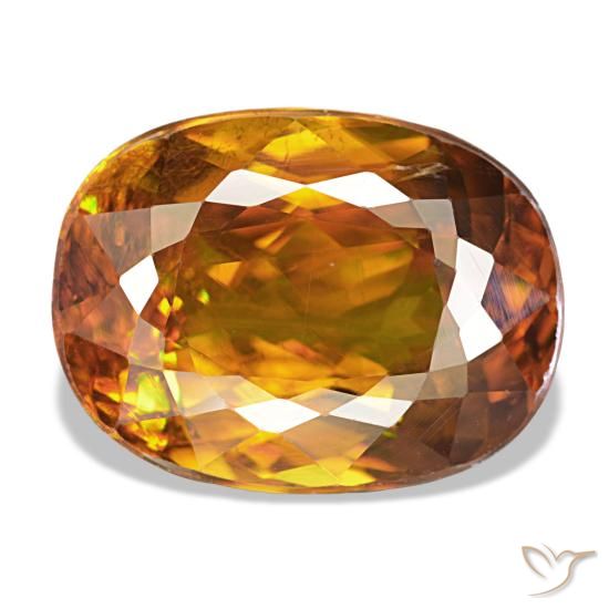Esfena laranja natural 6,02ct, corte oval, VS