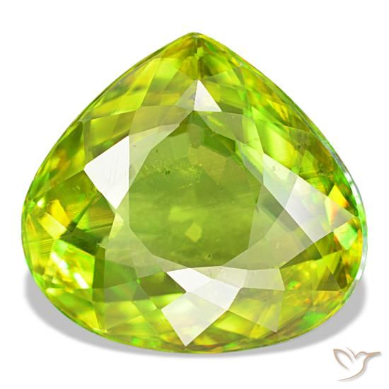Esfena verde natural 8,29ct, formato de pêra, VS