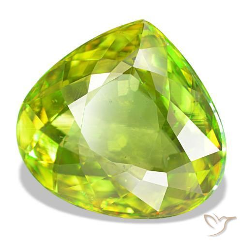 Esfena verde natural 8,29ct, formato de pêra, VS