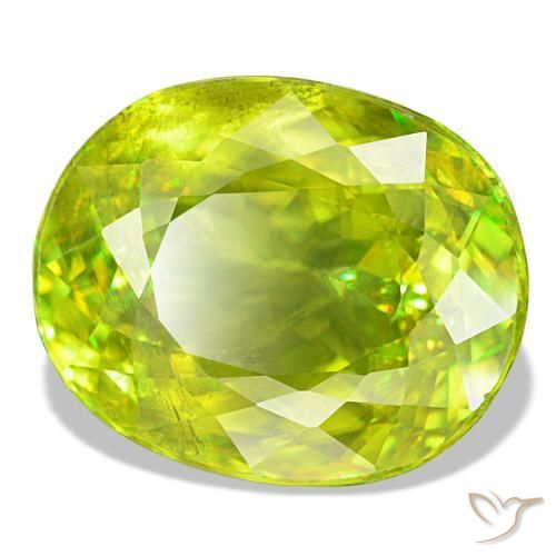 Esfena verde natural 9,05ct, corte oval, VS