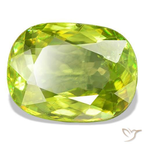 Esfena verde natural 8,07ct, almofada cortada, VS