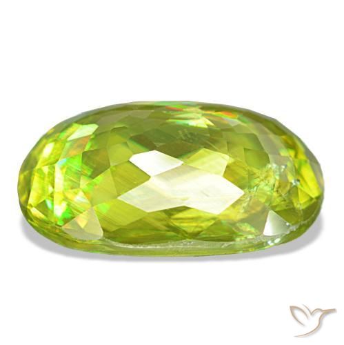 Esfena verde natural 8,07ct, almofada cortada, VS
