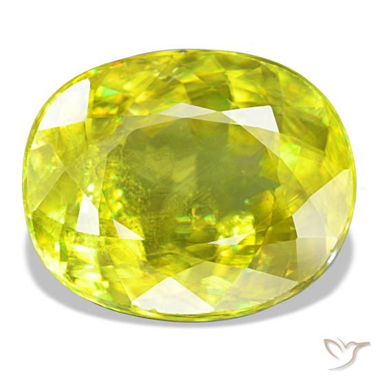 8.11ct verde esfena, oval, VS