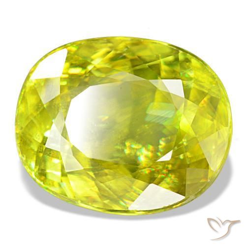 Esfena verde natural 8,11ct, corte oval, VS
