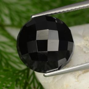 Espinélio preto natural 8,91ct, corte redondo, opaco