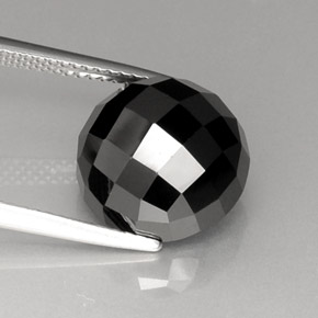 Espinélio preto natural 9,44ct, corte redondo, opaco