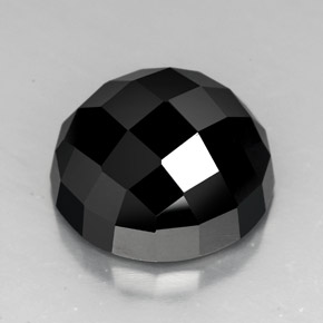 Espinélio preto natural 8,76ct, corte redondo, opaco