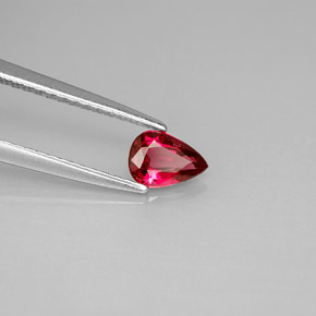 Espinélio vermelho natural 0,38ct, formato de pêra, VS