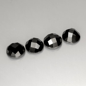 Pedras preciosas de espinélio preto natural de  ct, corte redondo, opaco