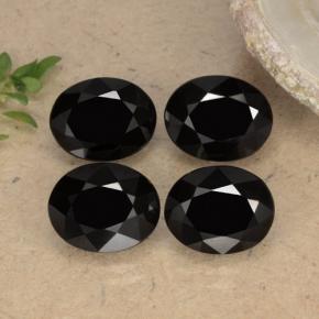 Pedras preciosas de espinélio preto natural de  ct, corte oval, opaco