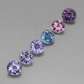 Pedras preciosas de espinélio multicolorido natural de  ct, corte redondo, VVS-VS
