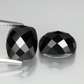Pedras preciosas de espinélio preto natural de 7,82 ct, almofada cortada, opaco
