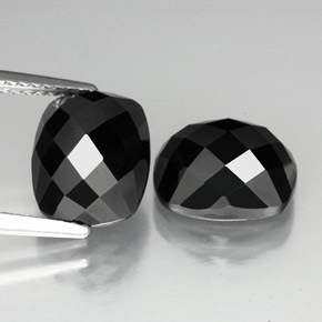 Pedras preciosas de espinélio preto natural de 7,86 ct, almofada cortada, opaco