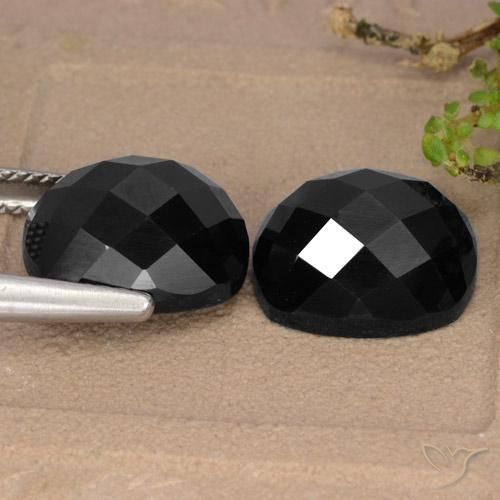 Pedras preciosas de Espinélio Preto natural de 15.19 ct, Almofada, Opaco