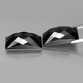 Pedras preciosas de espinélio preto natural de 25,25 ct, baguete, opaco