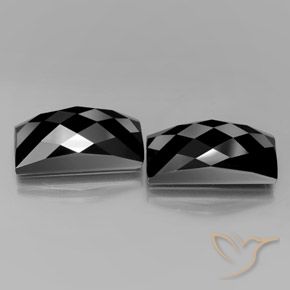 Pedras preciosas de Espinélio Preto com brilho dourado natural de 25.51 ct, baguete, Opaco