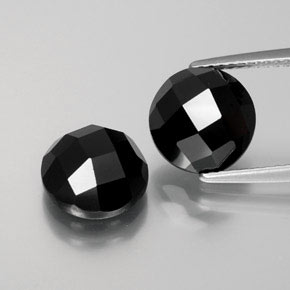 Pedras preciosas de espinélio preto natural de 7,78 ct, corte redondo, opaco
