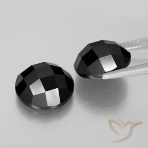 Pedras preciosas de Espinélio Preto natural de 13.84 ct, Redondo, Opaco