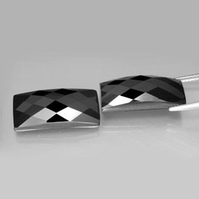 Pedras preciosas de espinélio preto natural de 24,71 ct, baguete, opaco