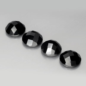 Pedras preciosas de espinélio preto natural de 13,66 ct, corte redondo, opaco